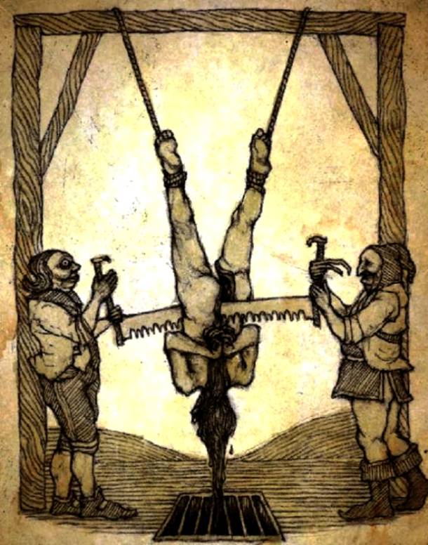 15. pedepse medievale - metode de tortura - tortura cu fierastraul