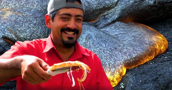 Un antreprenor din Guatemala coace pizza pe un vulcan