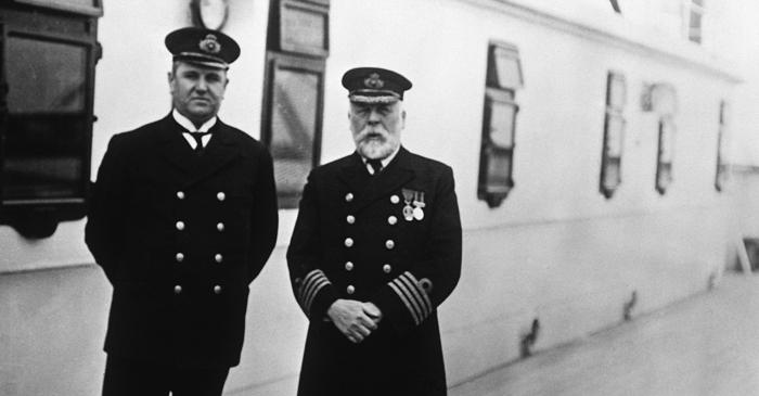 What was the captain of the Titanic doing while the ship was sinking?