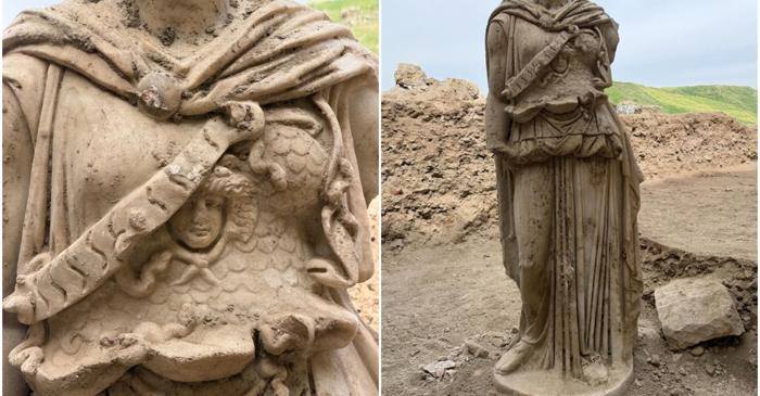 O statuie a Atenei fără cap, dar cu detalii remarcabile, a fost descoperită în Turcia